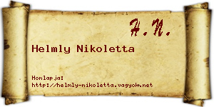 Helmly Nikoletta névjegykártya